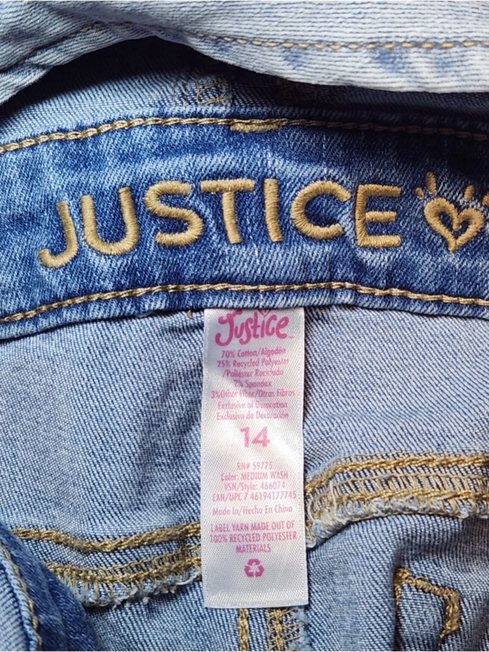 NWT Justice Girls Light Blue Denim Overalls with Some Distressing Casual Classic